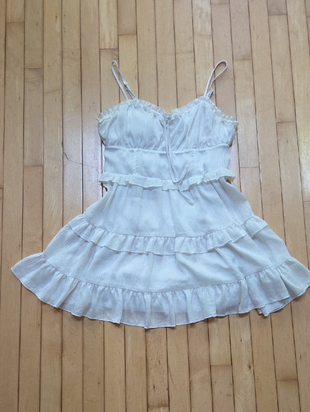 wild fable White Smocked Ruffle Strap Dress